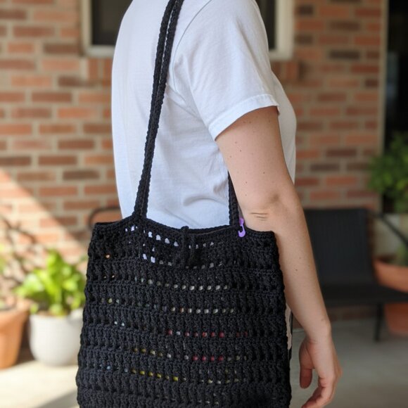 Handmade 100% Cotton Crochet Tote Bag New - Picture 2 of 10